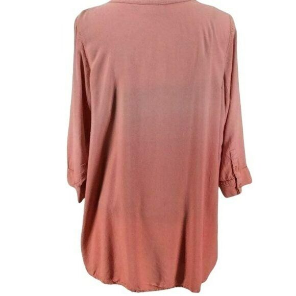 Avenue Blouse Pink Ombre High Low‎ Button Down Size 14/16 - Picture 1 of 2